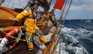 Fuchs auf seinem Schiff (Foto: dpa)
