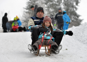 Hui! Schlittenfahren ist genial.