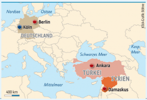 Syrien liegt direkt neben der Türkei. (Grafik: Böhne)