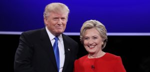Donald Trump (links) und Hillary Clinton vor dem TV-Duell. (Foto: dpa)