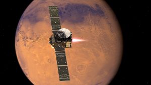 Hier ist der Orbiter zu sehen, der um den Mars kreist. (Foto: dpa)