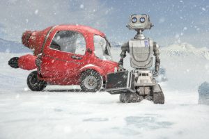 Fliewatüüt und Robbi, der Roboter (Foto: Verleih)