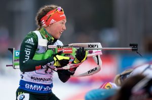 Biathlon: Weltcup, Staffel (4 x 6 km), Damen am 13.01.2018 in der Chiemgau Arena in Ruhpolding (Bayern). Biathletin Laura Dahlmeier aus Deutschland. Foto: Sven Hoppe/dpa +++(c) dpa - Bildfunk+++