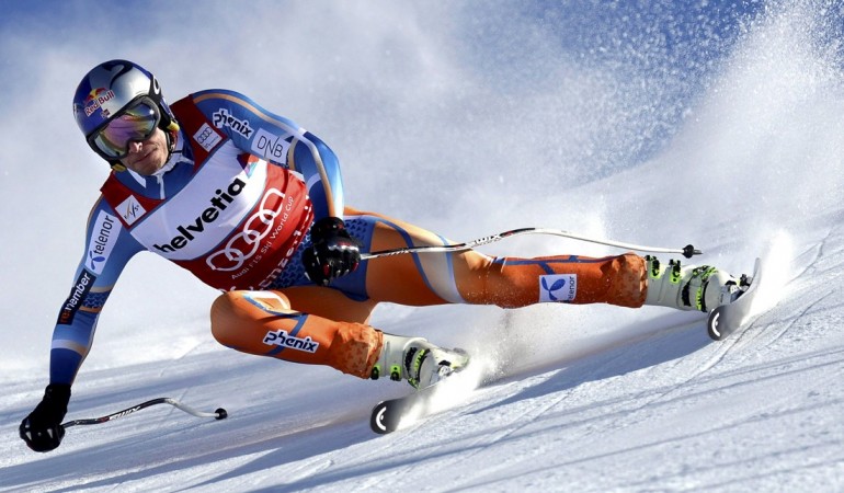 Skirennfahrer im Stress