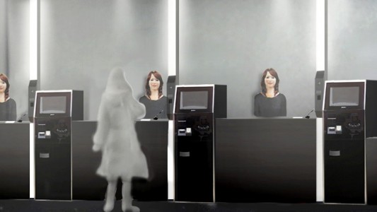 Am Empfang stehen Roboter, die wie Frauen aussehen. So soll es bald in einem Hotel in Japan zugehen. (Foto: dpa)