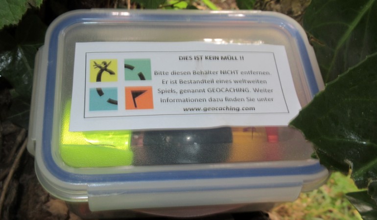 So kann ein Schatz, ein so genannter Cache, aussehen. (Foto: Jesse)