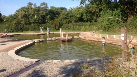 An der Gymnicher Mühle gibt es viel Wasser zum Spielen und Planschen. (Foto: Lea-Zoé)