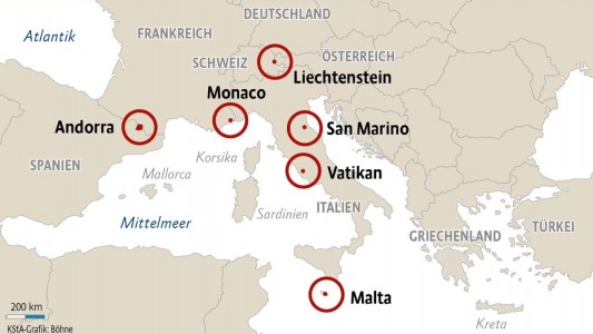 Sechs Zwerkstaaten liegen in Europa. Wir stellen sie dir vor. (Grafik: Böhme)