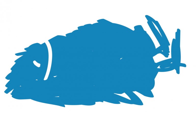 Duda kann seine Form wechseln. Wenn es gefährlich wird, macht er sich ganz klein. Dann ist er noch nur ein blauer Punkt. (Grafik: Yu-Min Tsai)