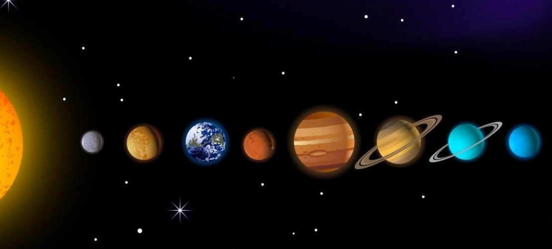 Sonne, Merkur, Venus, Erde, Mars, Jupiter, Saturn, Uranus und Neptun (von links) (Foto: Idesign2000/Fotolia)