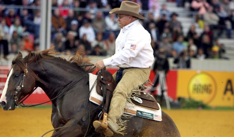 Eine Disziplin beim Westernreiten ist das Reining. Dabei müssen die Pferde zum Beispiel aus vollem Galopp bremsen. (Foto: dpa)