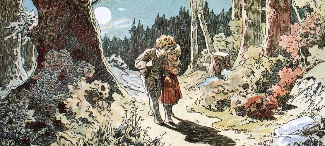 Hänsel und Gretel folgen den Kieselsteinen, um wieder nach Hause zu finden. (Foto: „Hänsel und Gretel“ von Alexander Zick, upload by Adrian Michael - Märchen, Grot'scher Verlag, Berlin 1975. Lizenziert unter Gemeinfrei über Wikimedia Commons - https://commons.wikimedia.org/wiki/File:H%C3%A4nsel_und_Gretel.jpg#/media/File:H%C3%A4nsel_und_Gretel.jpg)