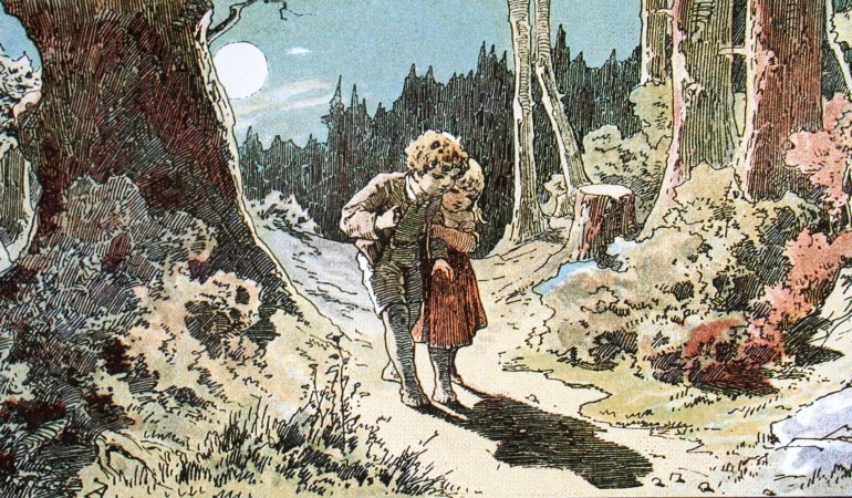 Hänsel und Gretel folgen den Kieselsteinen, um wieder nach Hause zu finden. (Foto: „Hänsel und Gretel“ von Alexander Zick, upload by Adrian Michael - Märchen, Grot'scher Verlag, Berlin 1975. Lizenziert unter Gemeinfrei über Wikimedia Commons - https://commons.wikimedia.org/wiki/File:H%C3%A4nsel_und_Gretel.jpg#/media/File:H%C3%A4nsel_und_Gretel.jpg)