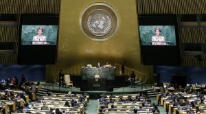 In diesem Saal in New York findet die UN-Vollversammlung statt. (Foto: dpa)