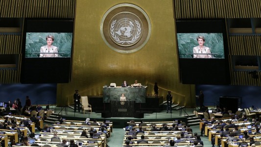 In diesem Saal in New York findet die UN-Vollversammlung statt. (Foto: dpa)