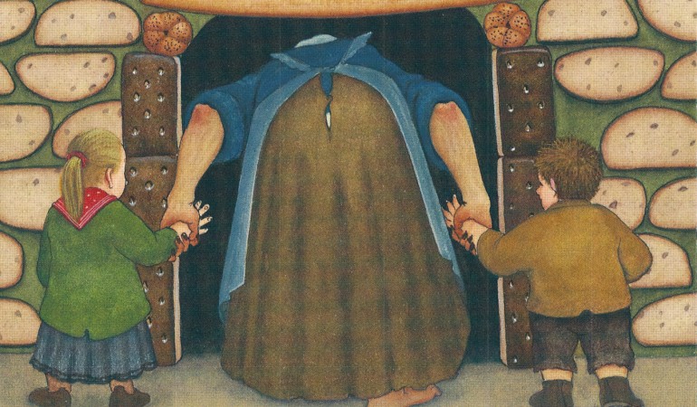 Die Hexe lockt Hensel und Gretel in ihr Haus. (Illustration: Heidelbach)