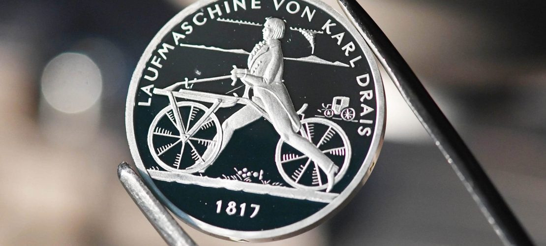 Münze für den Fahrrad-Erfinder