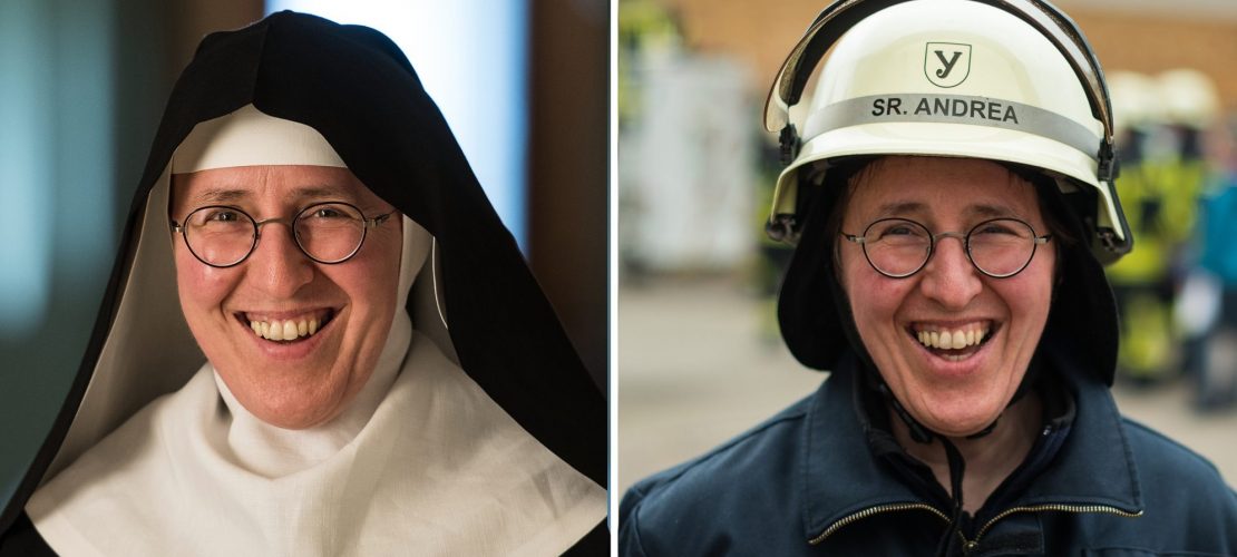 Nonne löscht Feuer