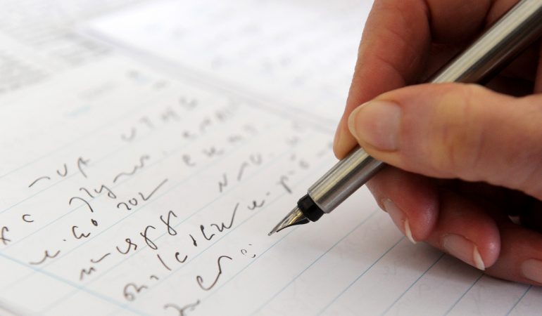 Mitschreiben, was Frau Merkel sagt