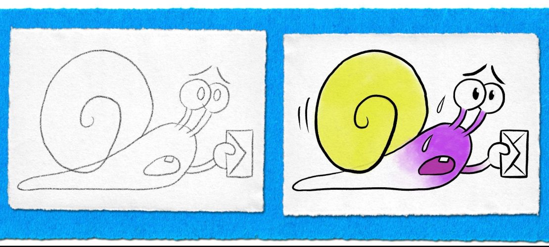 Schneckenpost-Comic in vier Schritten