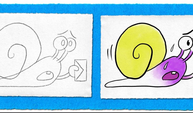 Schneckenpost-Comic in vier Schritten