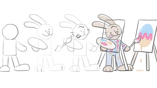 In der Osterhasen-Malwerkstatt